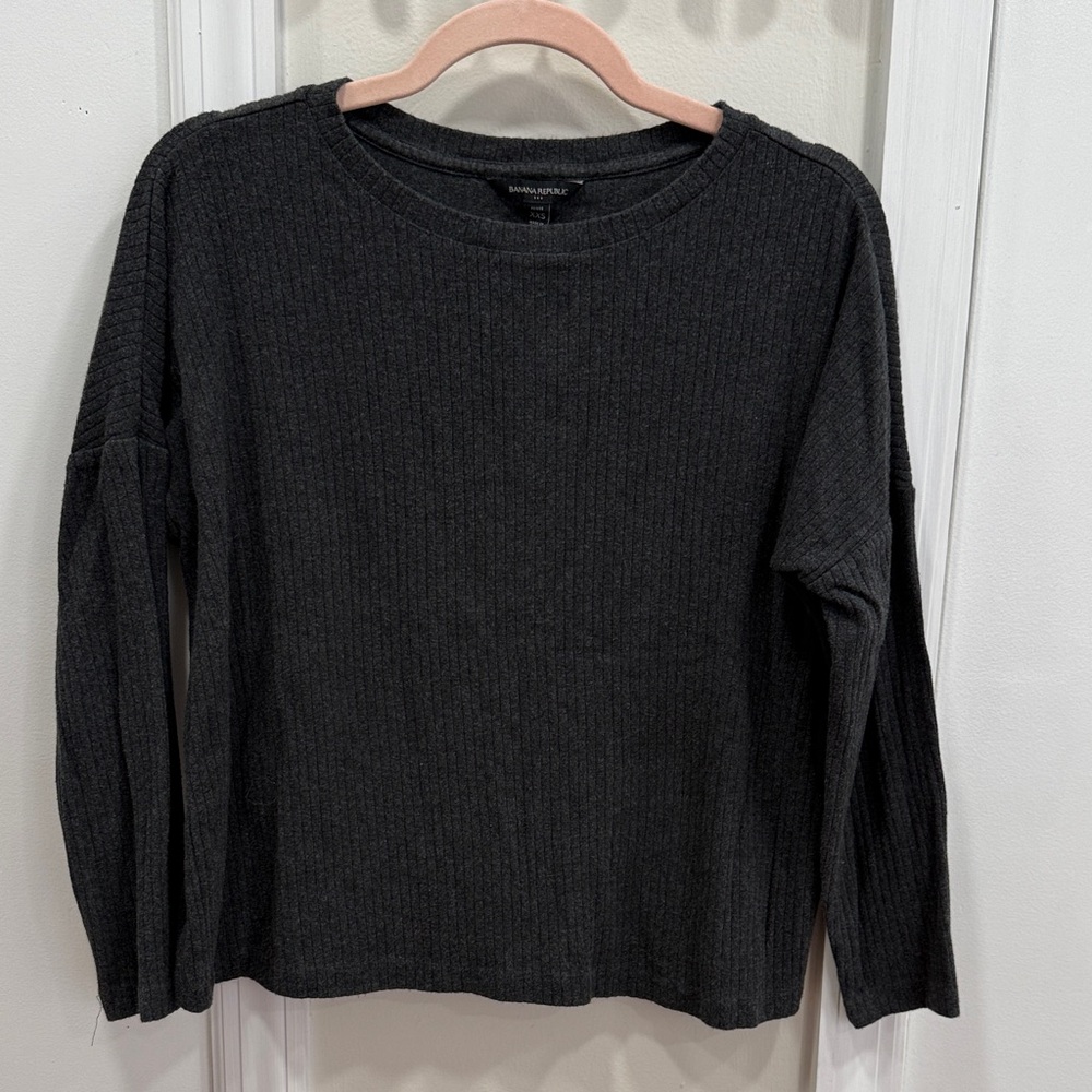 Banana Republic Charcoal Ribbed Crewneck Sweater